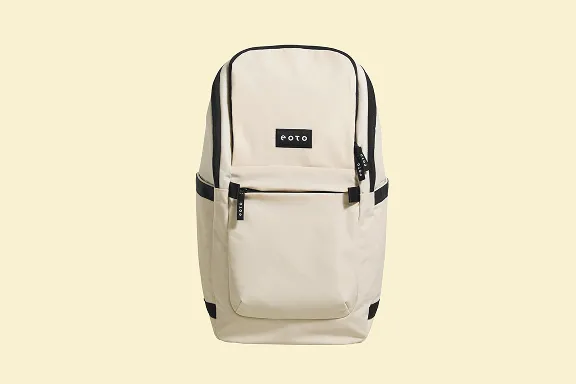 Cremeweißer EOTO-Rolltop-Rucksack mit Reißverschluss